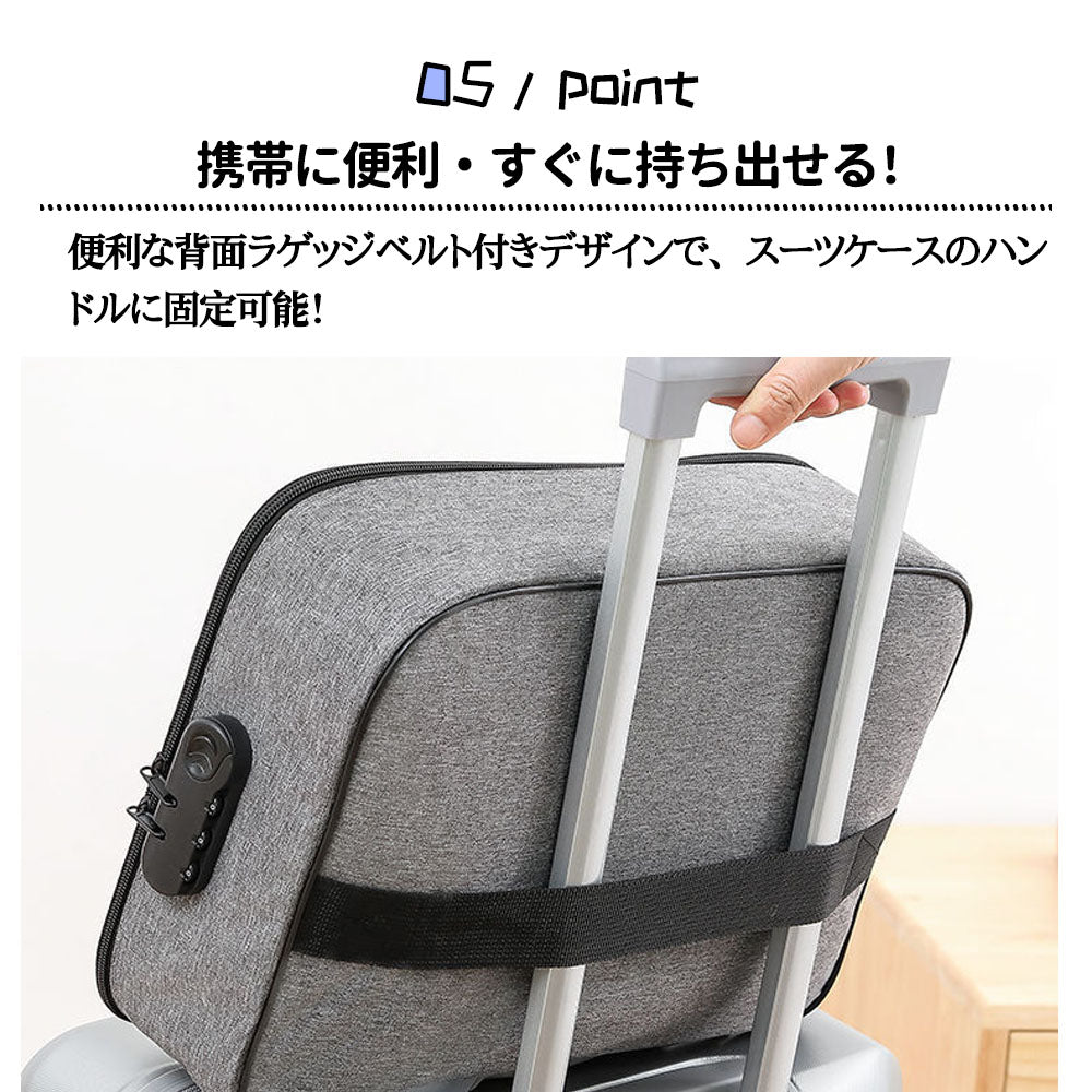書類収納バッグ 3層式 書類保管ケース 手提げ 収納ポーチ コードロック付き ダイヤルロック式 防犯 防水 整理 出張 旅行便利 YB-01