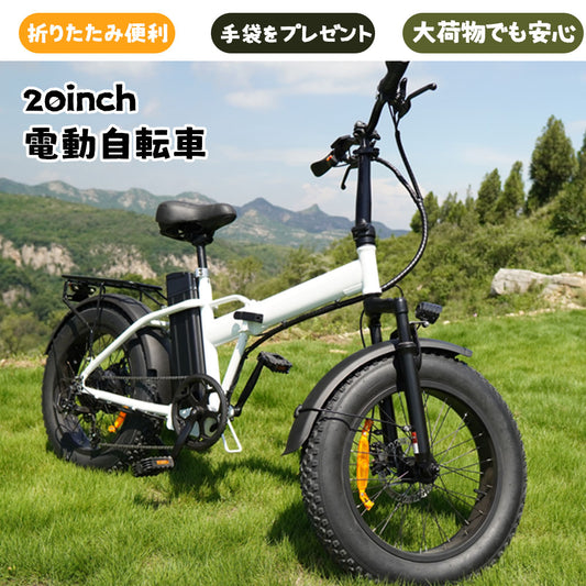 自転車 電動自転車 車 "500Wモーターの強力な動力" 電動アシスト自転車 20 インチ スノータイヤ  折りたたみ式 付属サービス 手袋プレゼント 通学 通勤 アウトドア DDC